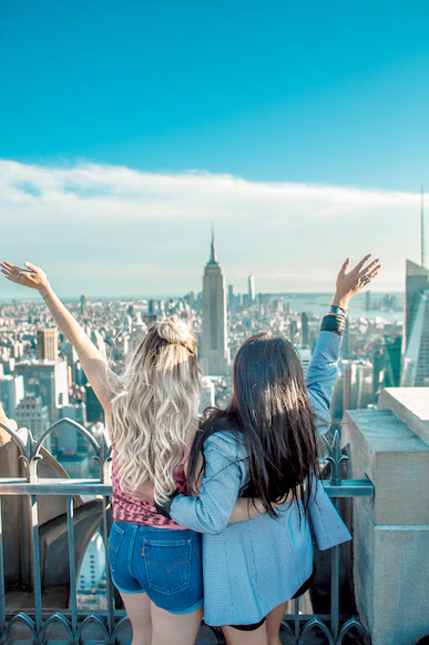 People enjoying city view